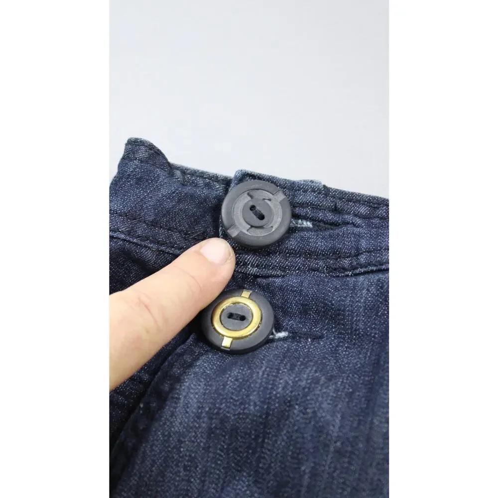 Zanadi Bermuda Shorts Womens Size 15 Blue Denim Stretch Sailor Button Accents